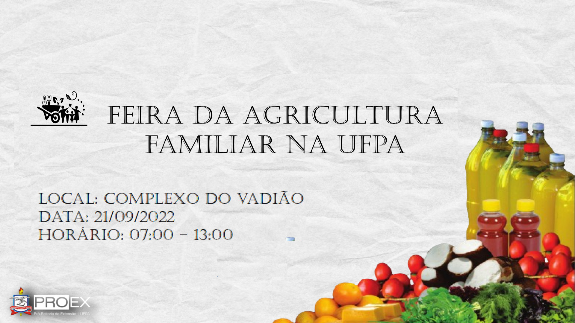 Feira da Agricultura Familiar da UFPA será na quarta, dia 21 de setembro